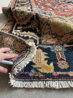 7’2 x 10’7 Antique Persian Heriz Rug #2738 / Large Vintage Rug - Blue Parakeet Rugs