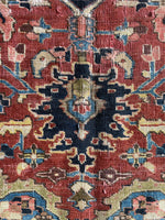 7’2 x 10’7 Antique Persian Heriz Rug #2738 / Large Vintage Rug - Blue Parakeet Rugs