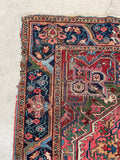 7'6 x 9'3 Antique Persian Heriz rug #2222 / 8x9 Vintage Rug - Blue Parakeet Rugs