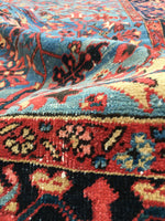 8'1 x 11'4 french blue ground Antique Persian Heriz Rug (#836) - Blue Parakeet Rugs