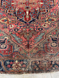 7'6 x 9'3 Antique Persian Heriz rug #2222 / 8x9 Vintage Rug - Blue Parakeet Rugs