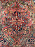 7'6 x 9'3 Antique Persian Heriz rug #2222 / 8x9 Vintage Rug - Blue Parakeet Rugs