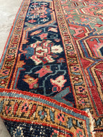 7'6 x 9'3 Antique Persian Heriz rug #2222 / 8x9 Vintage Rug - Blue Parakeet Rugs