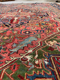 7'6 x 9'3 Antique Persian Heriz rug #2222 / 8x9 Vintage Rug - Blue Parakeet Rugs