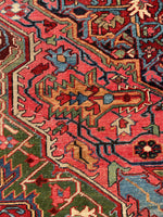 7'6 x 9'3 Antique Persian Heriz rug #2222 / 8x9 Vintage Rug - Blue Parakeet Rugs