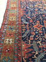 9’1 x 10’8 Antique Persian Heriz Rug / Large Antique Rug (#1033ML) - Blue Parakeet Rugs