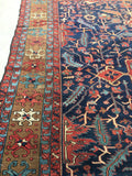 9’1 x 10’8 Antique Persian Heriz Rug / Large Antique Rug (#1033ML) - Blue Parakeet Rugs