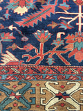 9’1 x 10’8 Antique Persian Heriz Rug / Large Antique Rug (#1033ML) - Blue Parakeet Rugs