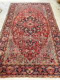 7'7 x 11'9 Antique tribal with floral design wool rug #1884 / 8x12 Vintage Rug - Blue Parakeet Rugs