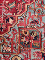 7'7 x 11'9 Antique tribal with floral design wool rug #1884 / 8x12 Vintage Rug - Blue Parakeet Rugs