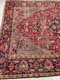 7'7 x 11'9 Antique tribal with floral design wool rug #1884 / 8x12 Vintage Rug - Blue Parakeet Rugs