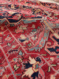 7'7 x 11'9 Antique tribal with floral design wool rug #1884 / 8x12 Vintage Rug - Blue Parakeet Rugs