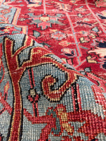 7'7 x 11'9 Antique tribal with floral design wool rug #1884 / 8x12 Vintage Rug - Blue Parakeet Rugs