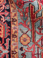 7'7 x 11'9 Antique tribal with floral design wool rug #1884 / 8x12 Vintage Rug - Blue Parakeet Rugs