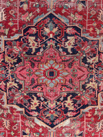 7'7 x 11'9 Antique tribal with floral design wool rug #1884 / 8x12 Vintage Rug - Blue Parakeet Rugs