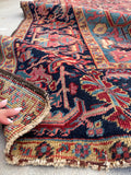 7'7 x 11'9 Antique tribal with floral design wool rug #1884 / 8x12 Vintage Rug - Blue Parakeet Rugs