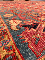 7'7 x 11'9 Antique tribal with floral design wool rug #1884 / 8x12 Vintage Rug - Blue Parakeet Rugs