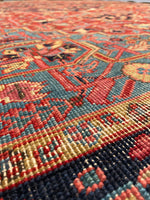 7'7 x 11'9 Antique tribal with floral design wool rug #1884 / 8x12 Vintage Rug - Blue Parakeet Rugs