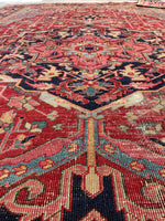7'7 x 11'9 Antique tribal with floral design wool rug #1884 / 8x12 Vintage Rug - Blue Parakeet Rugs