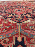 7'7 x 11'9 Antique tribal with floral design wool rug #1884 / 8x12 Vintage Rug - Blue Parakeet Rugs