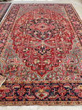 7'7 x 11'9 Antique tribal with floral design wool rug #1884 / 8x12 Vintage Rug - Blue Parakeet Rugs
