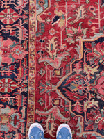 7'7 x 11'9 Antique tribal with floral design wool rug #1884 / 8x12 Vintage Rug - Blue Parakeet Rugs