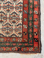 3'5 x 13'6 Antique 19th Century Runner #1886 / 3x14 Vintage Runner - Blue Parakeet Rugs