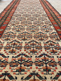 3'5 x 13'6 Antique 19th Century Runner #1886 / 3x14 Vintage Runner - Blue Parakeet Rugs