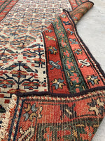 3'5 x 13'6 Antique 19th Century Runner #1886 / 3x14 Vintage Runner - Blue Parakeet Rugs