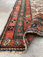 3'5 x 13'6 Antique 19th Century Runner #1886 / 3x14 Vintage Runner - Blue Parakeet Rugs