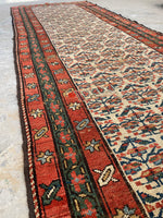 3'5 x 13'6 Antique 19th Century Runner #1886 / 3x14 Vintage Runner - Blue Parakeet Rugs