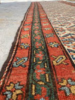3'5 x 13'6 Antique 19th Century Runner #1886 / 3x14 Vintage Runner - Blue Parakeet Rugs