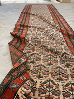 3'5 x 13'6 Antique 19th Century Runner #1886 / 3x14 Vintage Runner - Blue Parakeet Rugs