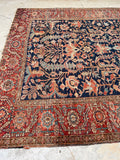 9'2 x 12' Antique Persian Heriz Serapi rug #1889 / 9x12 Vintage Rug - Blue Parakeet Rugs