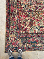 9'9 x 14'9 Antique Persian Kerman rug #910 / 10x15 Persian rug - Blue Parakeet Rugs
