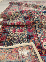 9'9 x 14'9 Antique Persian Kerman rug #910 / 10x15 Persian rug - Blue Parakeet Rugs