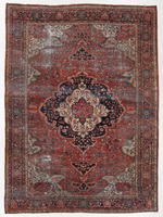 8'10 x 11'10 Antique Ferahan Sarouk rug #2206 / 9x12 Vintage Rug - Blue Parakeet Rugs