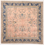 9x9 Antique Turkish pink Sivas rug #2198 / 9x9 Vintage Rug - Blue Parakeet Rugs