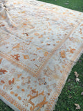 11' x 13'10" World Class Antique Turkish Oushak - Blue Parakeet Rugs