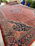 12x18 brick red Antique Full Pile Persian Bidjar rug #2563 / Oversize Persian 12x18 vintage rug - Blue Parakeet Rugs