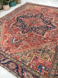 9' x 11'7" Antique Heriz Rug - Blue Parakeet Rugs