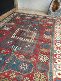 3'1" x 4'4" Antique Shirvan Rug (#1680) - Blue Parakeet Rugs