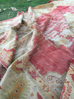 9'8" x 13'10" Antique Turkish Oushak Rug - Blue Parakeet Rugs