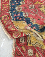 on hold for serena. 3'2" x 4'1" Antique Turkish Rug - Blue Parakeet Rugs