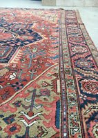 9' x 11'7" Antique Heriz Rug - Blue Parakeet Rugs