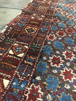 4'6" x 5'4" square antique Afshar rug - Blue Parakeet Rugs