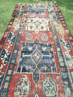 4' x 12'5" Antique 19th Century Russian Runner - Blue Parakeet Rugs