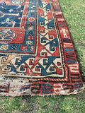 4' x 12'5" Antique 19th Century Russian Runner - Blue Parakeet Rugs