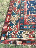 4' x 12'5" Antique 19th Century Russian Runner - Blue Parakeet Rugs