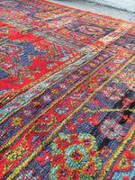 16.5 x 26.5 Oversize Antique Turkish Oushak Rug - Blue Parakeet Rugs